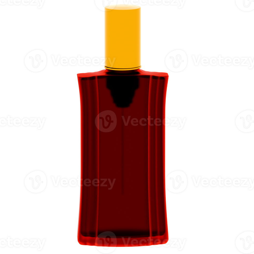 3d render red perfume bottle with transparent background png