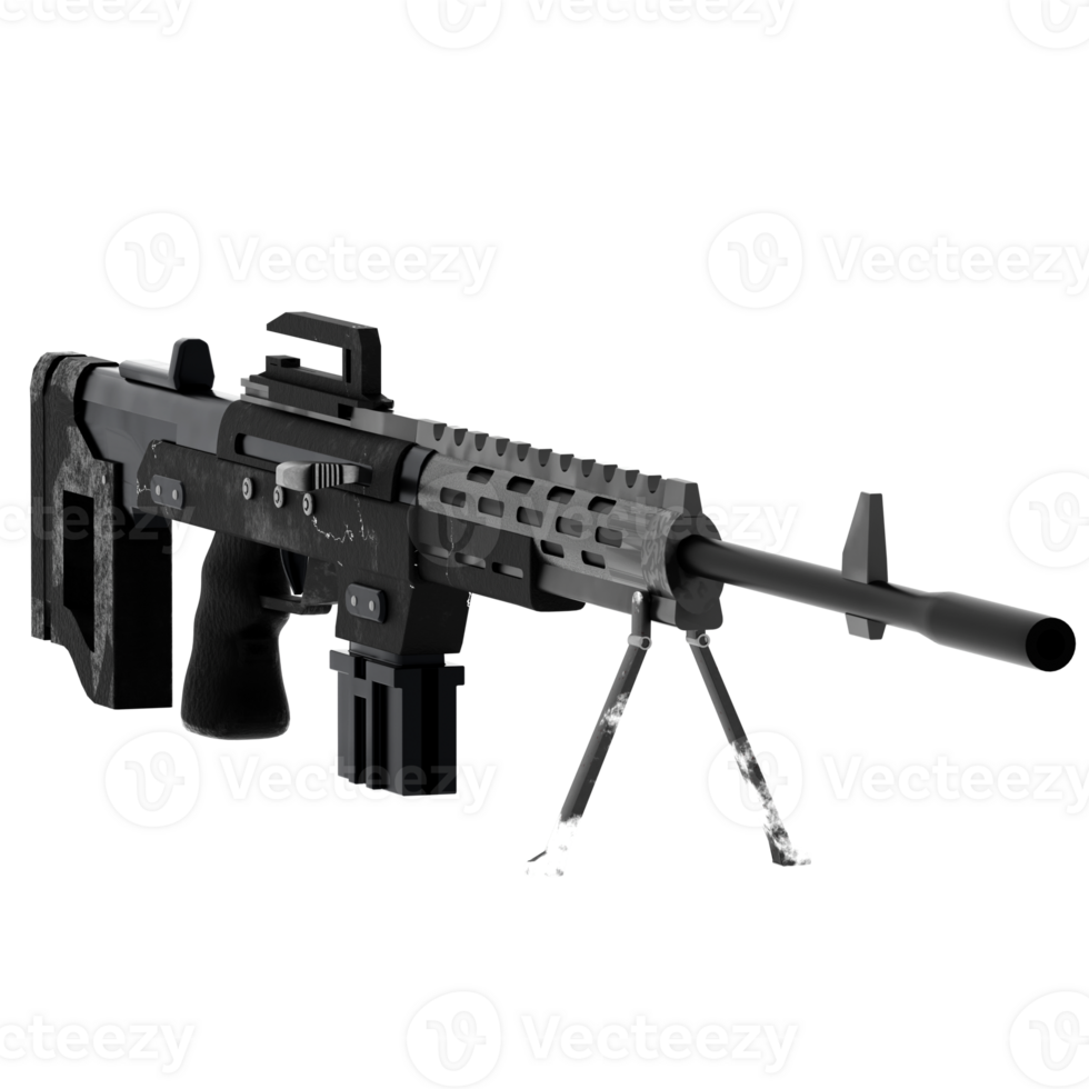 3d render black tactical rifle with transparent background png