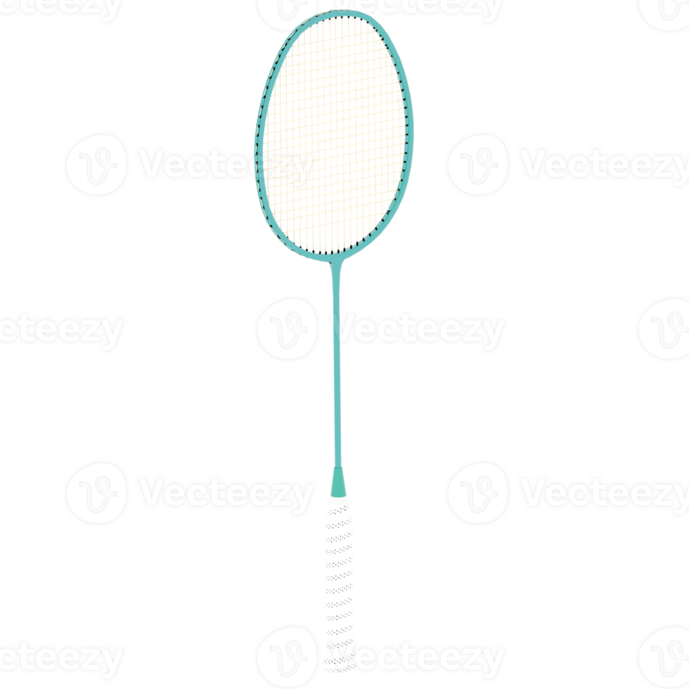3d render badminton racket with transparent background png