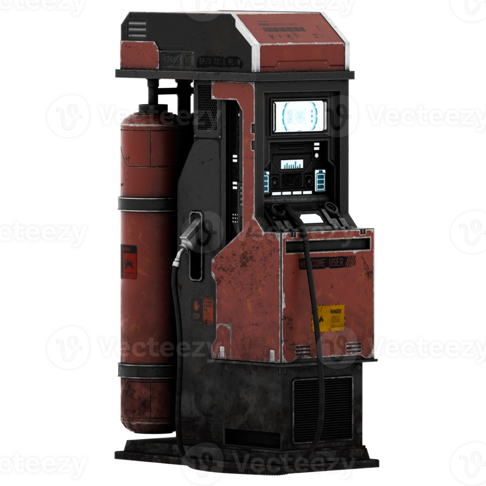 3d render sci fi gas pump with transparent background png