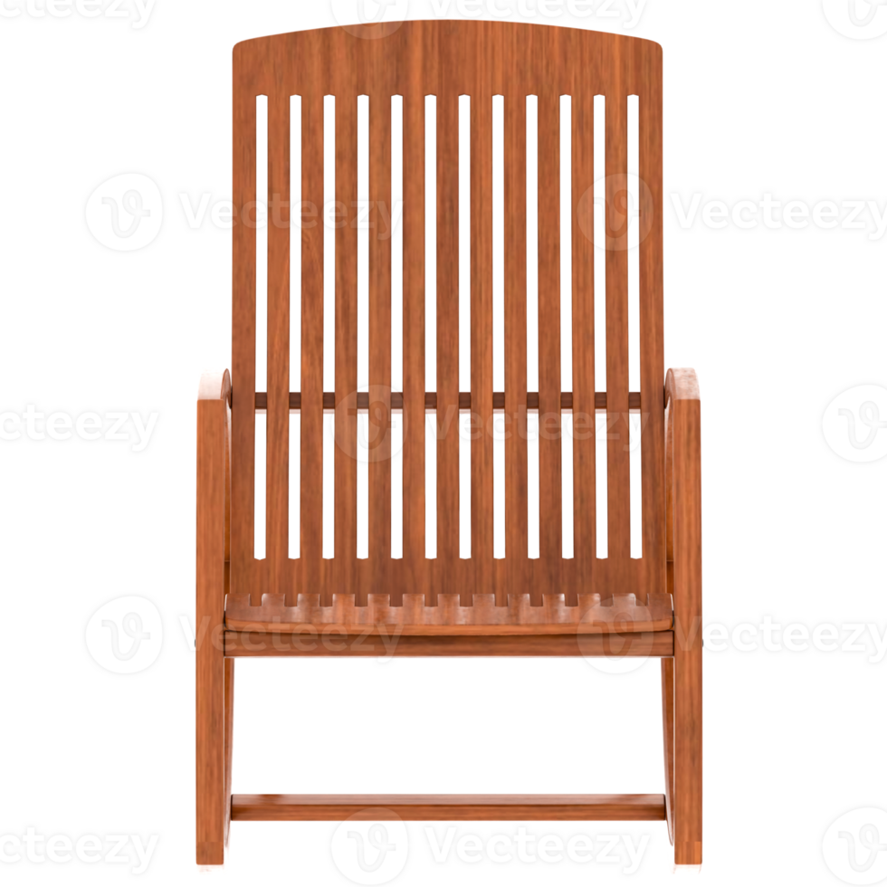 Render modern wooden rocking chair with transparent background png