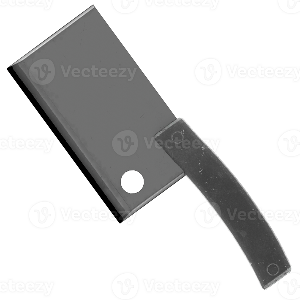 3d render meat cleaver with transparent background png