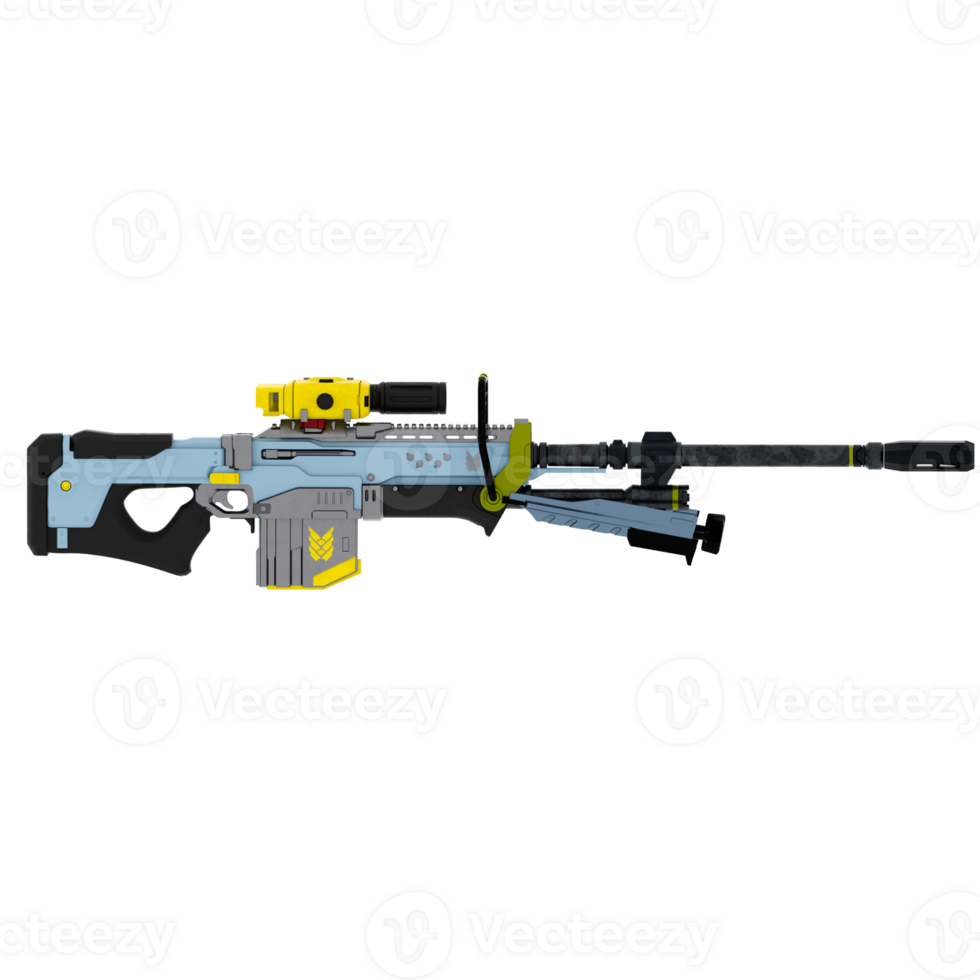 Render futuristic sniper rifle with transparent background png