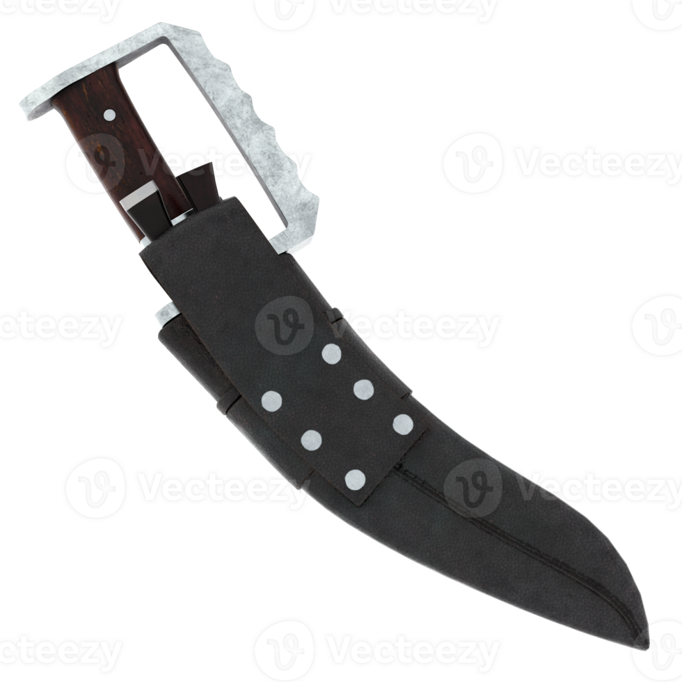 3d render combat knife with transparent background png