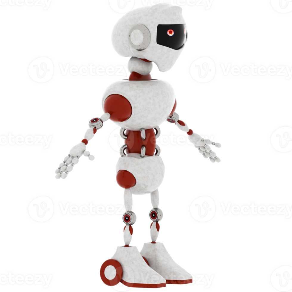 3d render humanoid robot with transparent background png