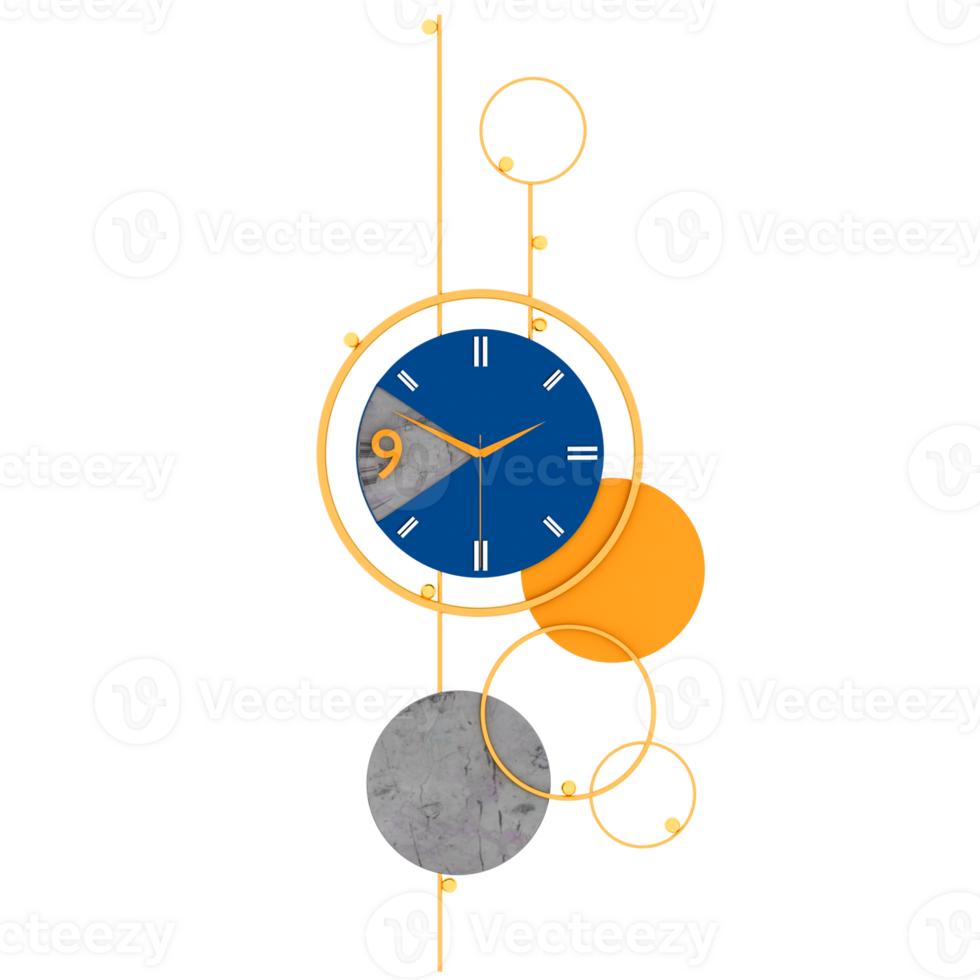 3d render abstract geometric wall clock with transparent background png