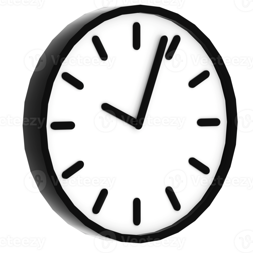 Render classic wall clock with transparent background png