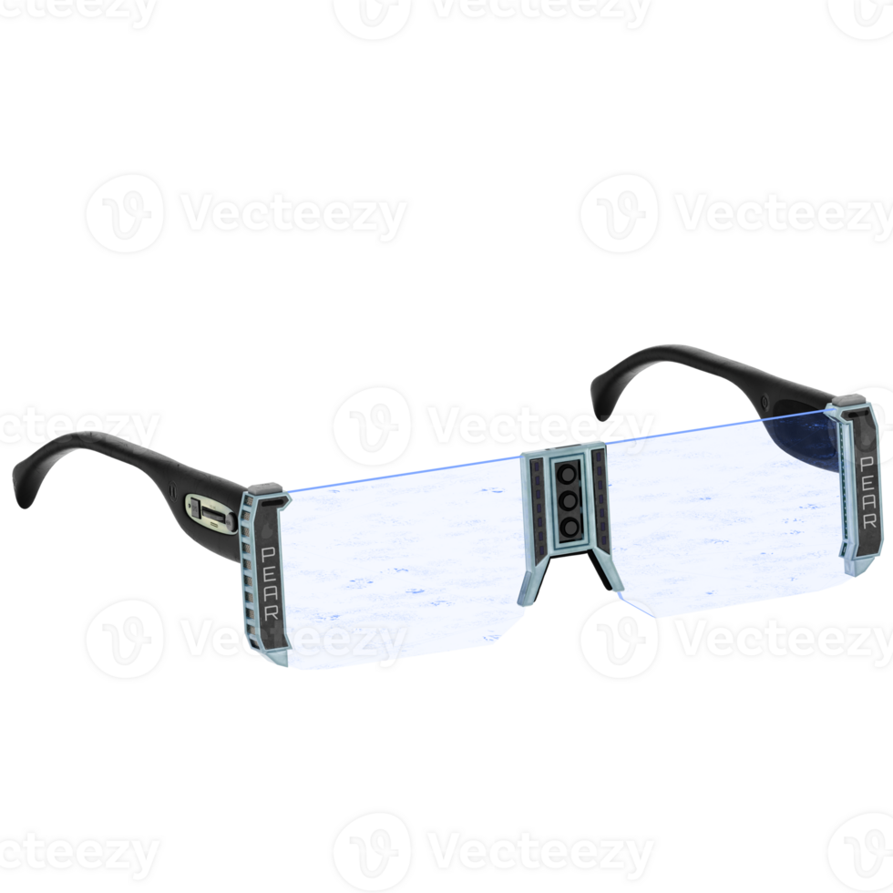 3d render futuristic smart glasses tech eyewear pear with transparent background png