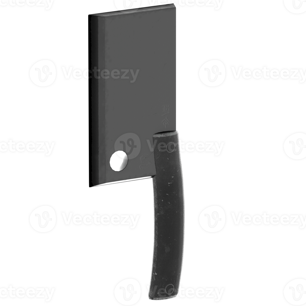 Render meat cleaver kitchen knife with transparent background png