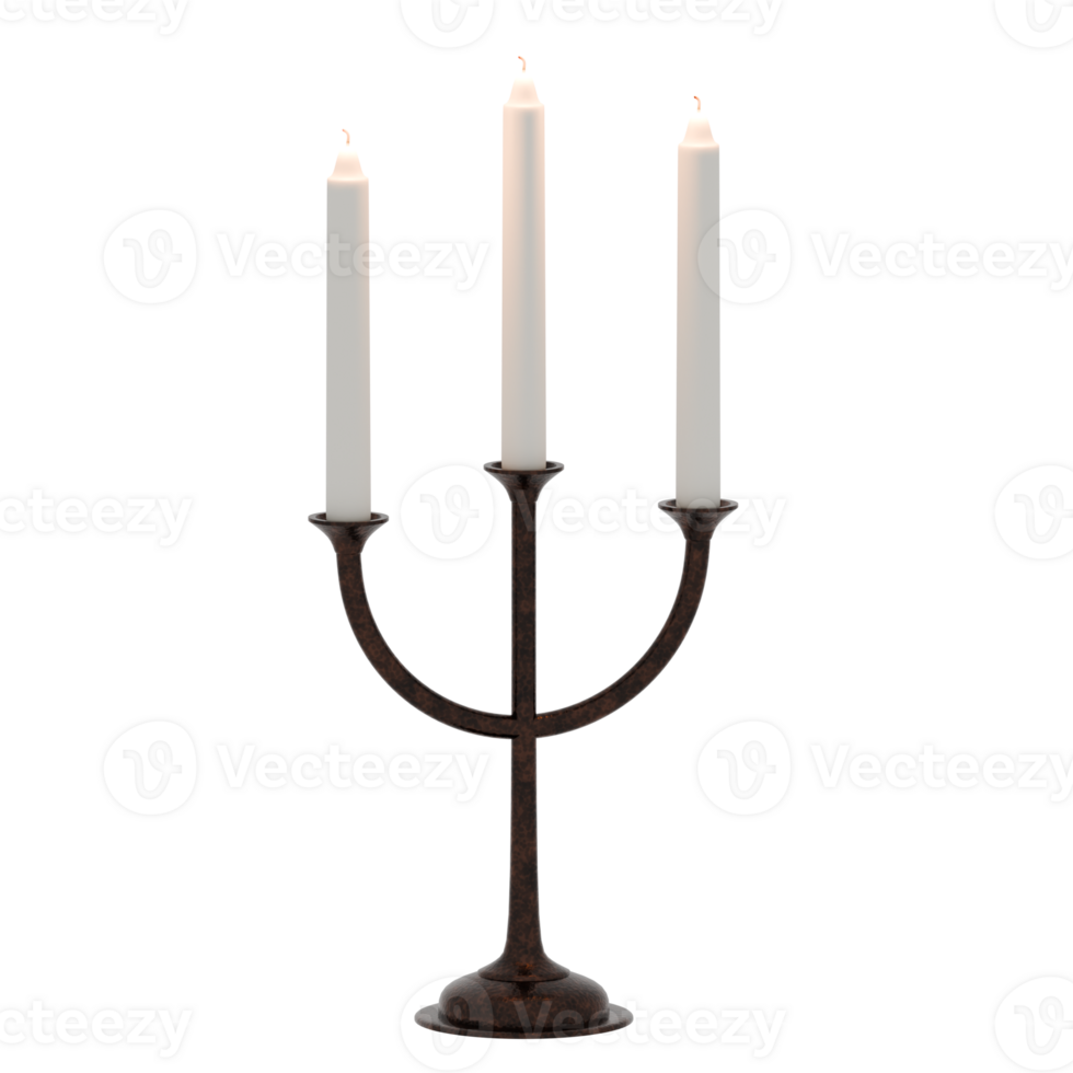 Render candelabra candles with transparent background png