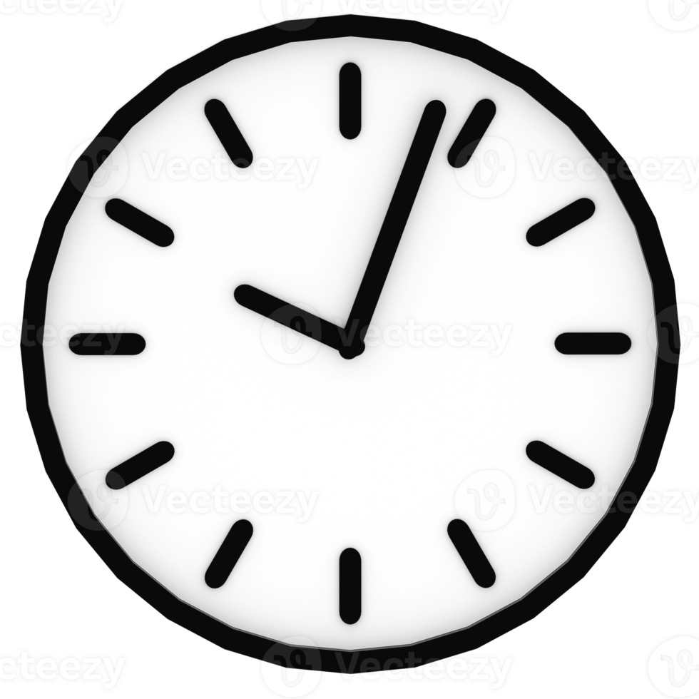 3d render classic wall clock with transparent background png