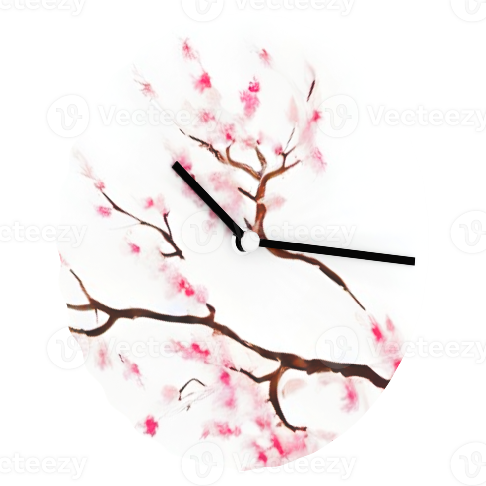 3d render flower clock art with transparent background png