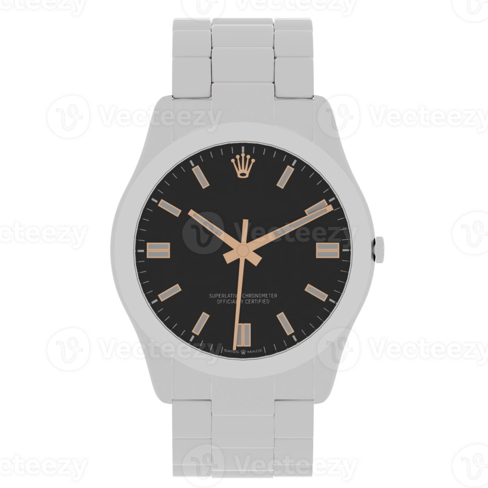 Render luxury analog wristwatch with transparent background png