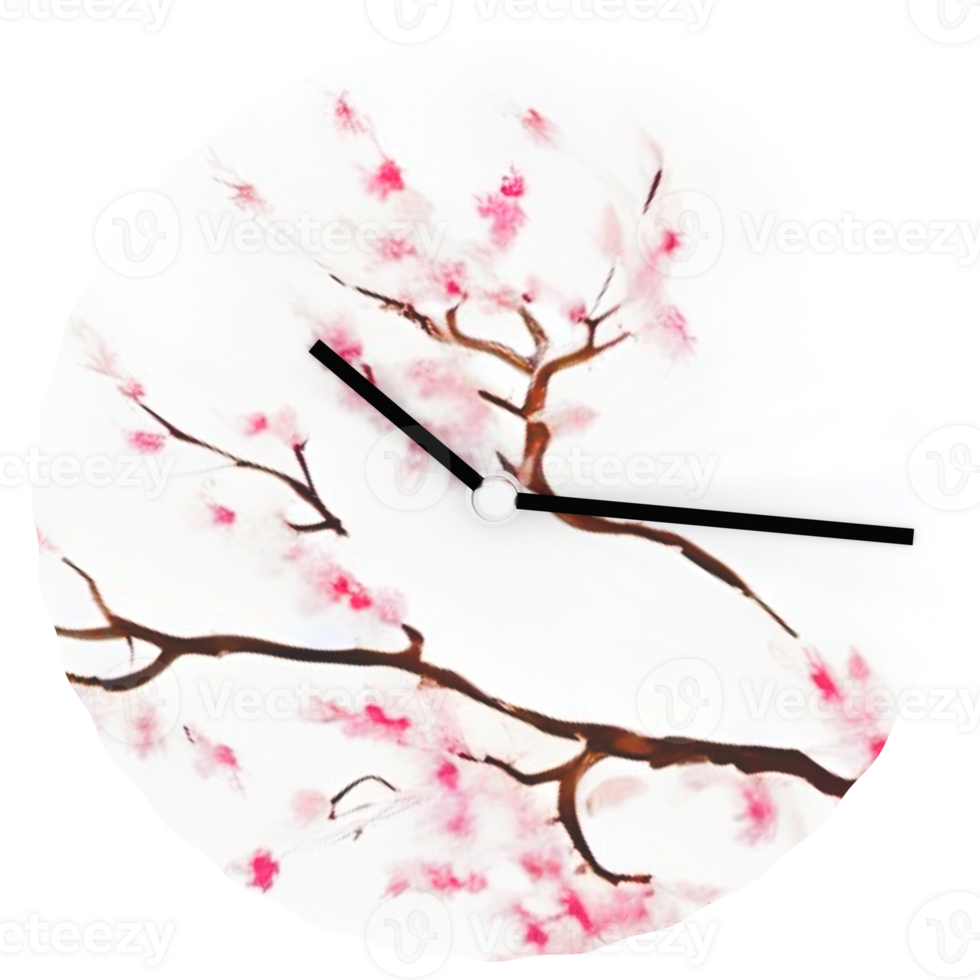Render flower clock art with transparent background png