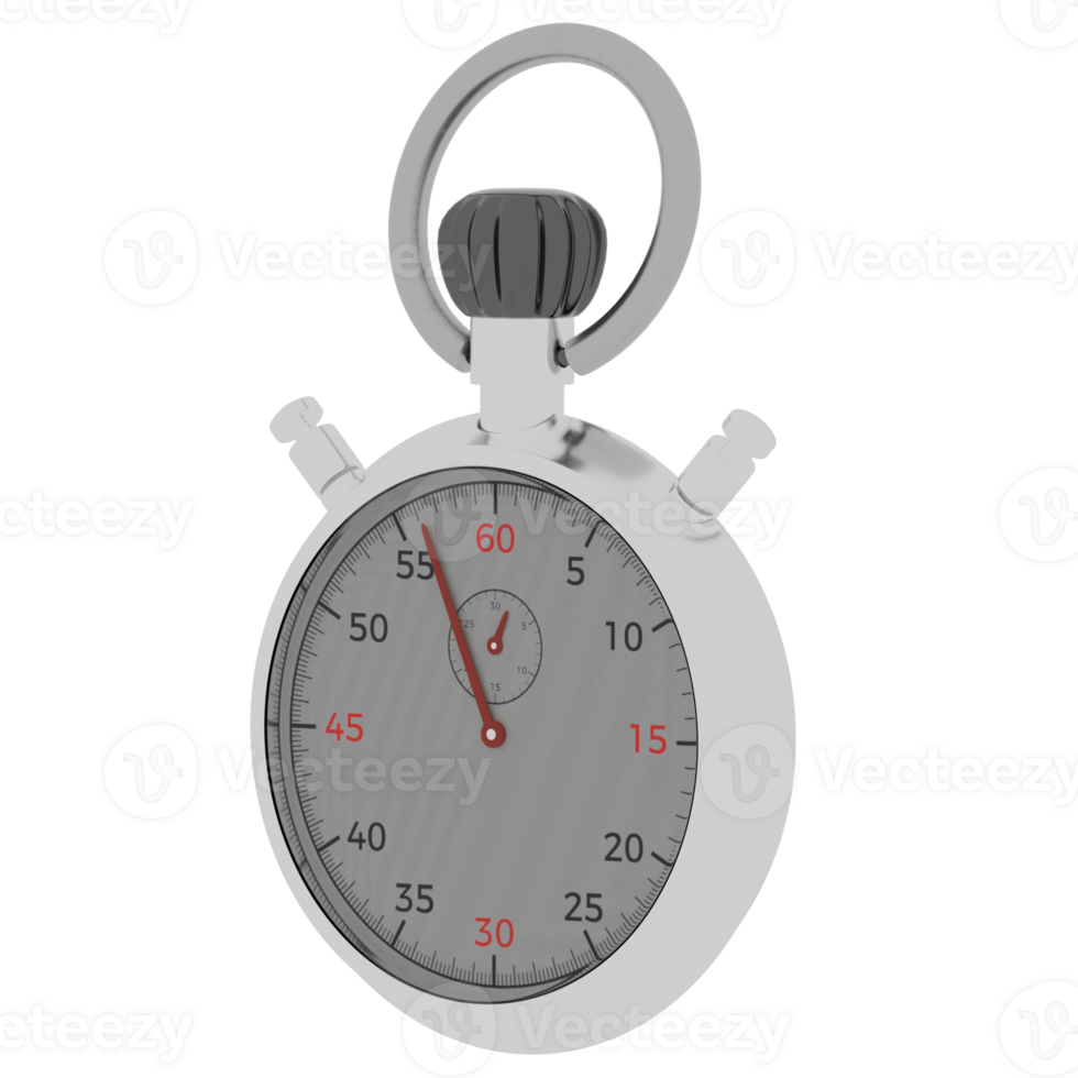 3d render stopwatch classic timer tool with transparent background png