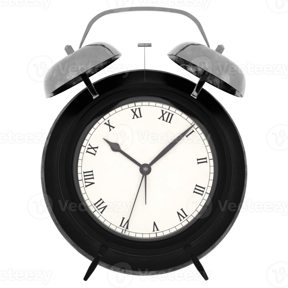 3d render retro alarm clock old timepiece with transparent background png