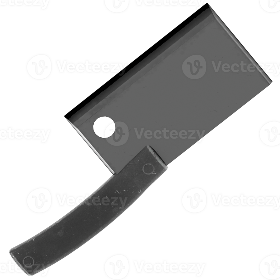 3d render meat cleaver kitchen knife with transparent background png