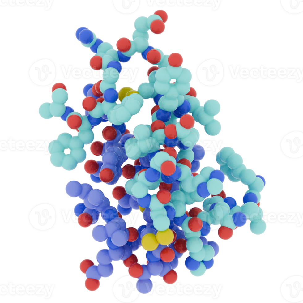 3d render protein molecule structure with transparent background png