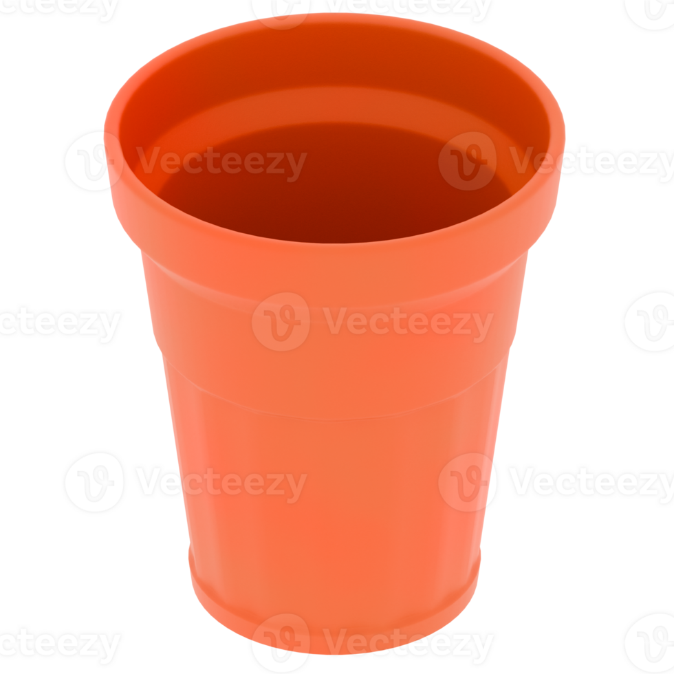 Render orange plastic cup with transparent background png