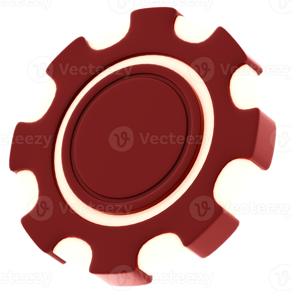Render glowing gear button with transparent background png