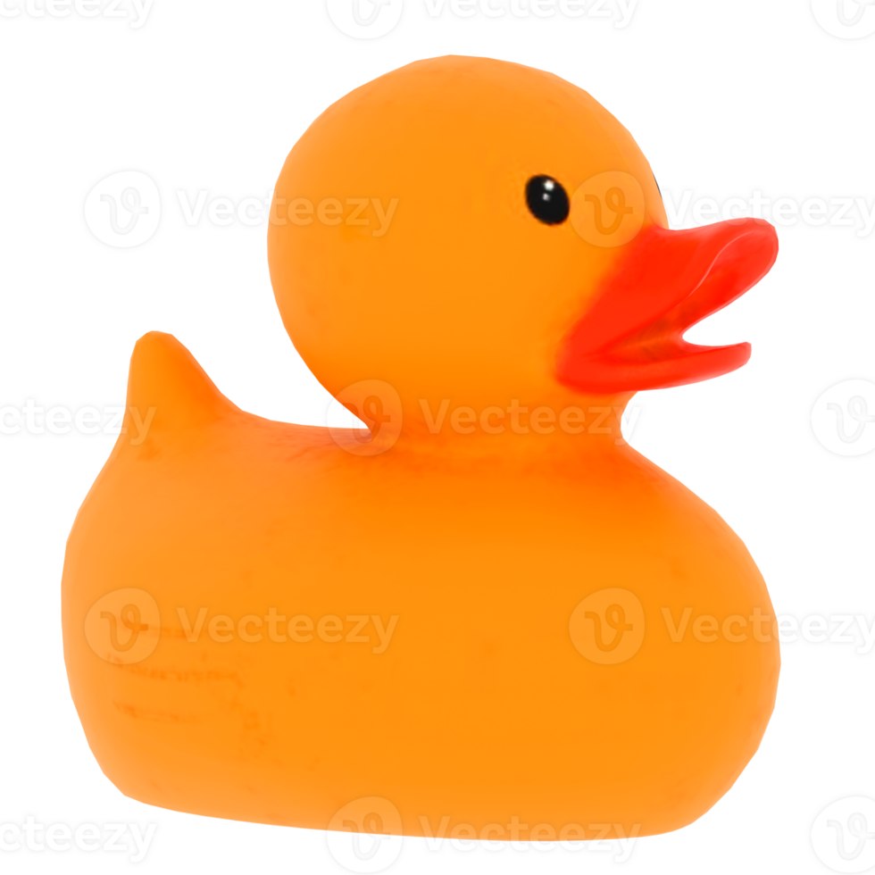 Render rubber duck bath toy cute with transparent background png