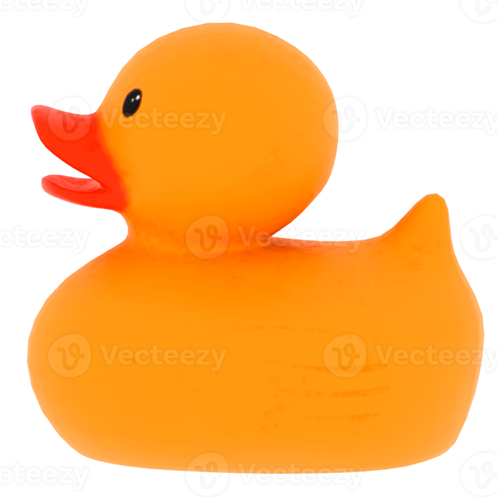 3d render rubber duck bath toy cute with transparent background png