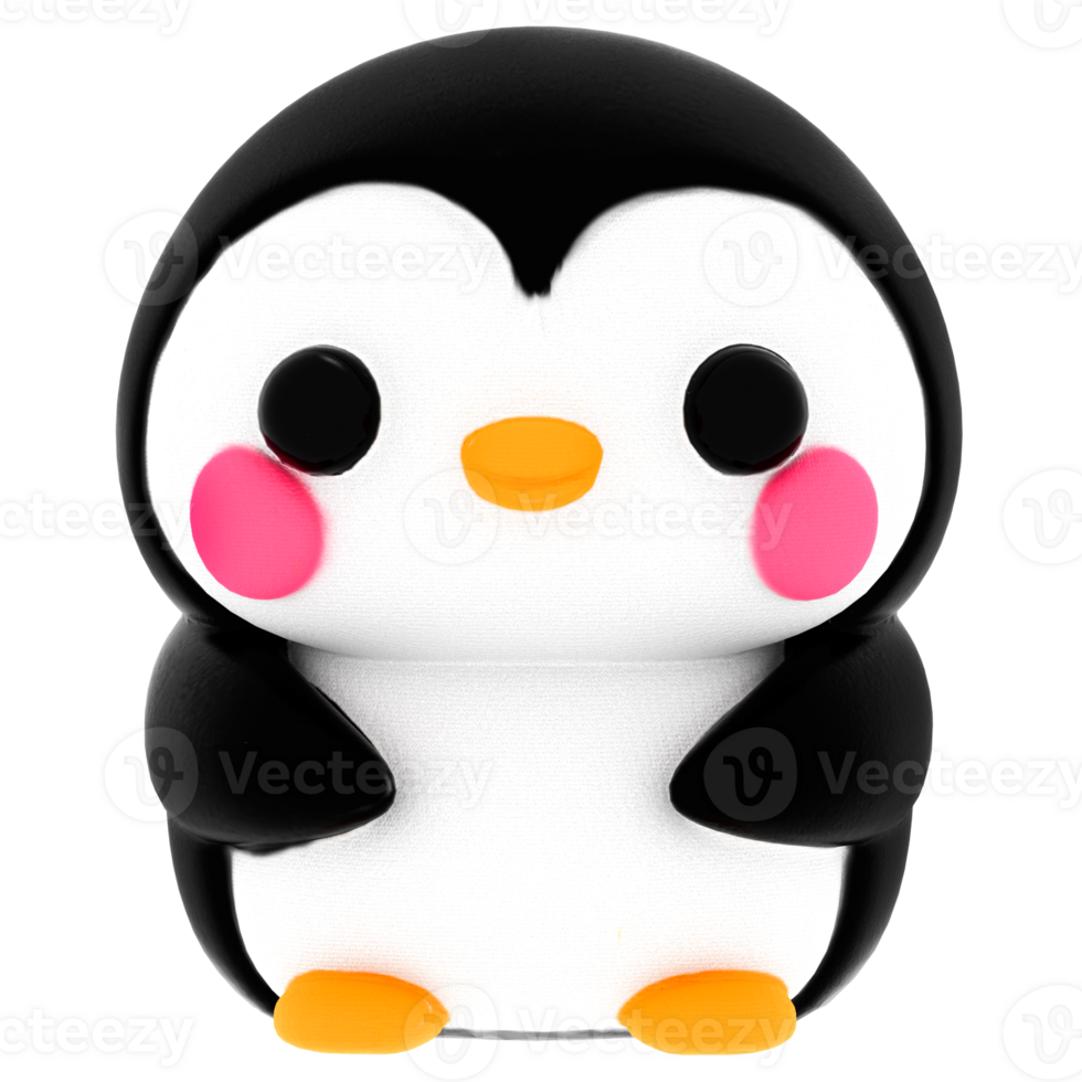 Render cute cartoon penguin baby toy with transparent background png