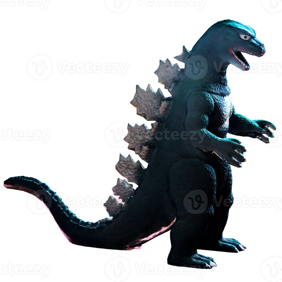 Render godzilla monster toy figure with transparent background png