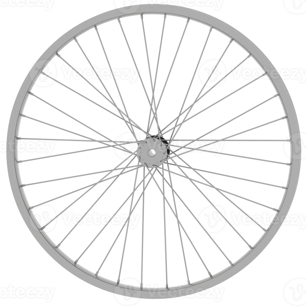 Render bicycle wheel spokes rim with transparent background png