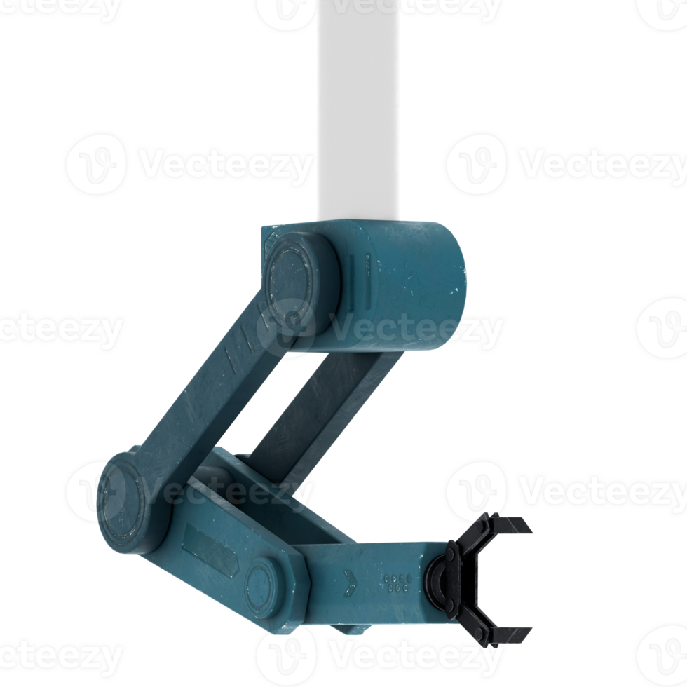3d render robotic mechanical arm clamp with transparent background png
