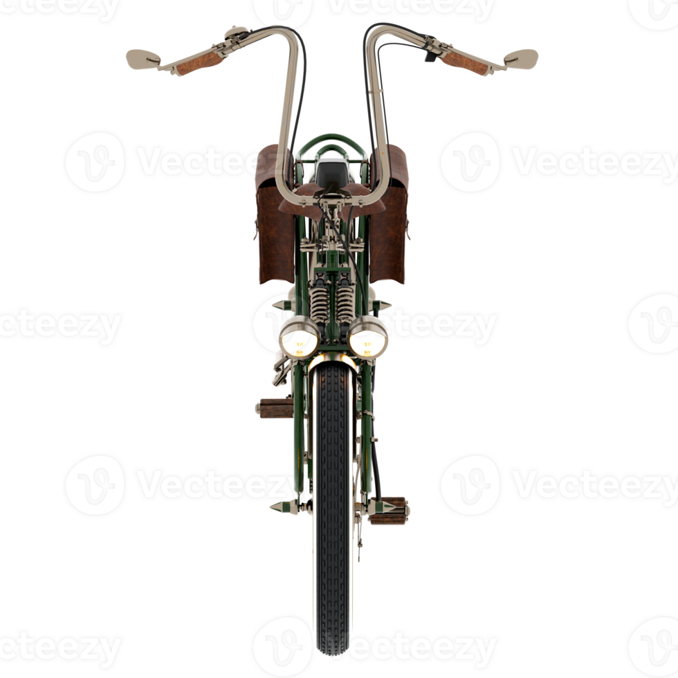 Render vintage electric bicycle green with transparent background png
