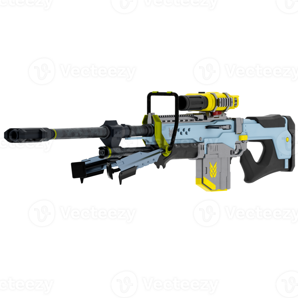 3d render futuristic sniper rifle with transparent background png