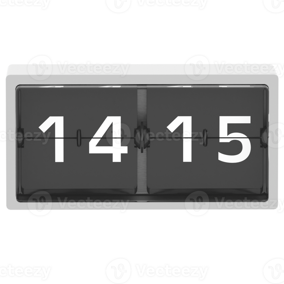 3d render flip clock time modern with transparent background png