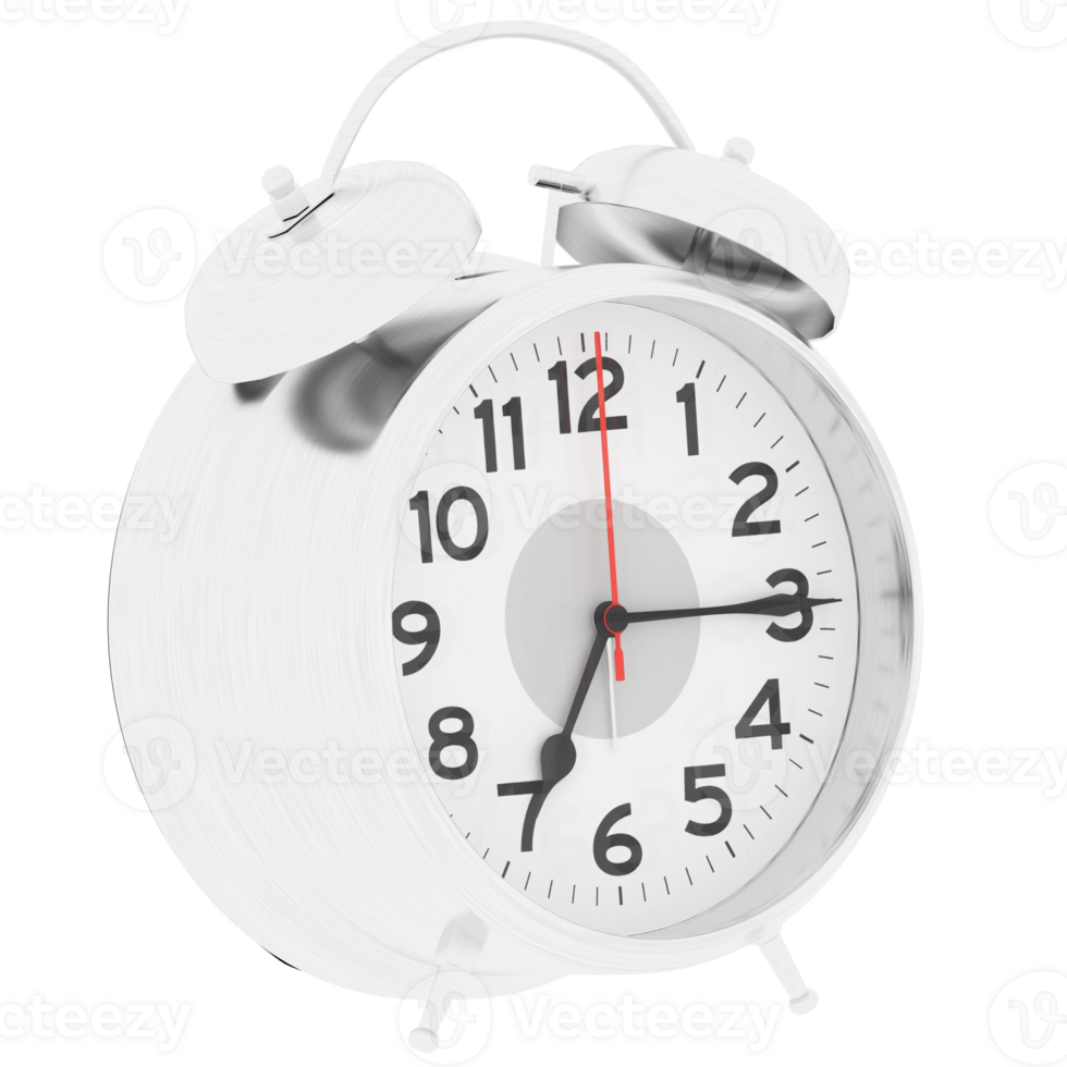 3d render vintage white alarm clock retro style with transparent background png