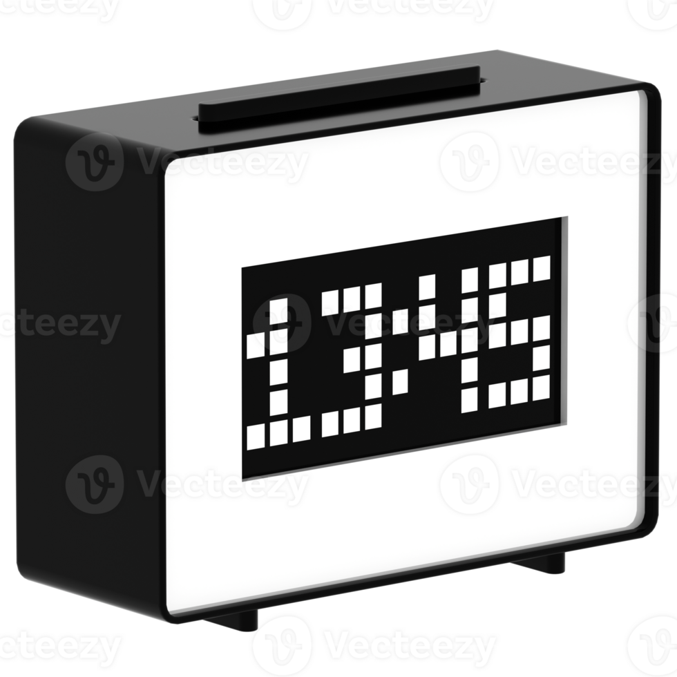 Render digital clock modern display time with transparent background png