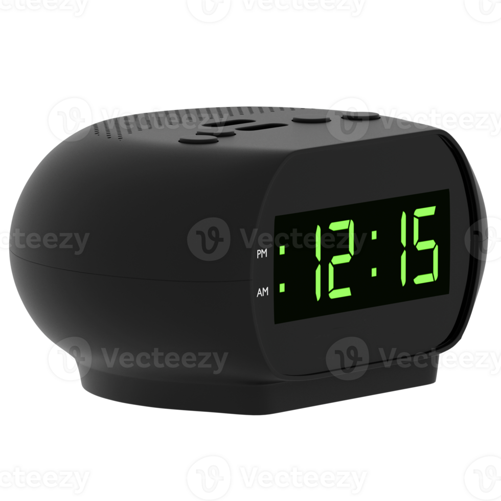 3d render digital alarm clock display time with transparent background png