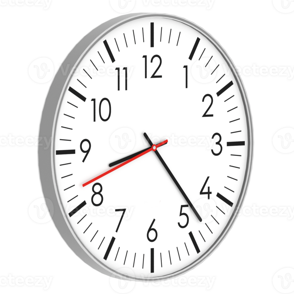 3d render white wall clock minimal design with transparent background png