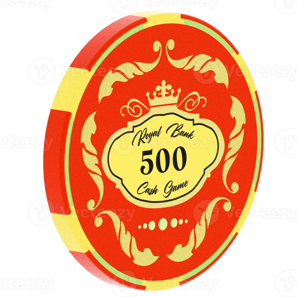 Render poker chip yellow red with transparent background png