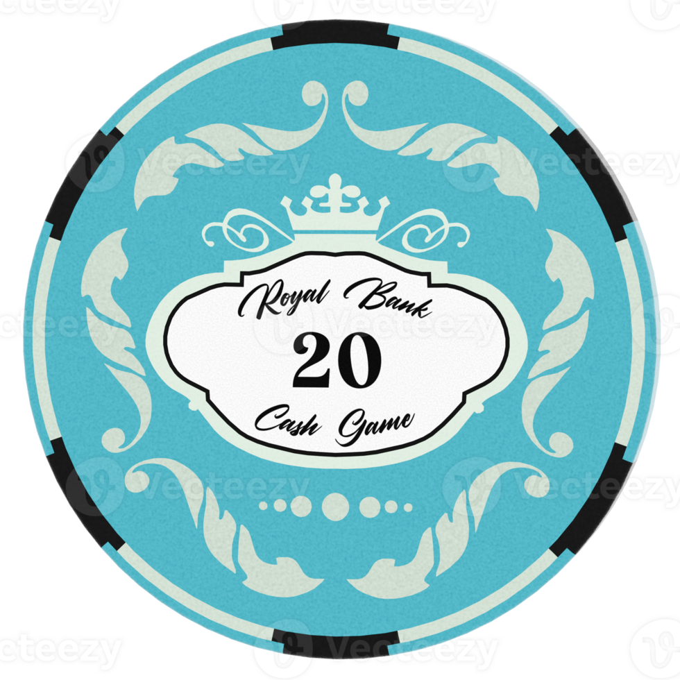 Render poker chip blue black with transparent background png