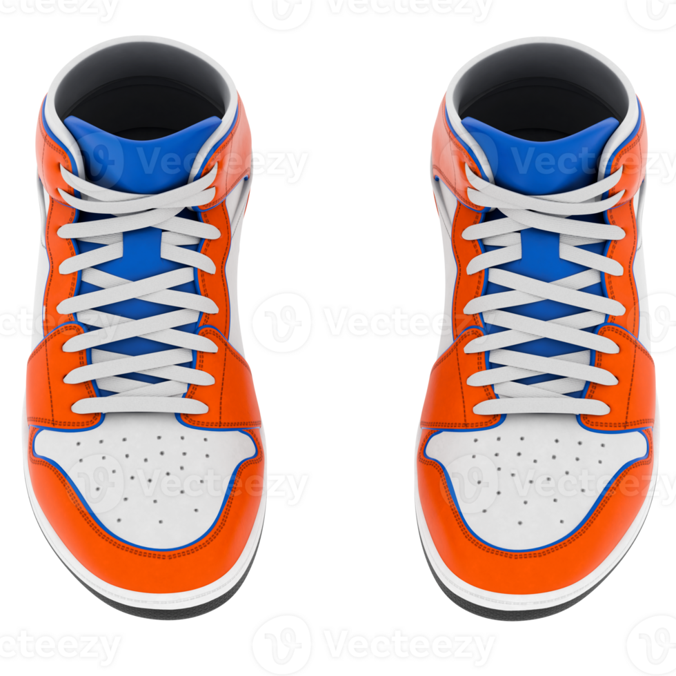 Render colorful sport sneakers with transparent background png
