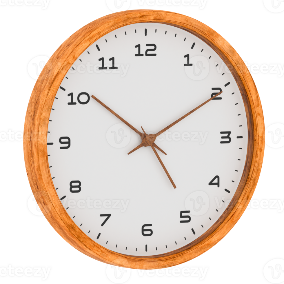 Render vintage wood wall clock design with transparent background png