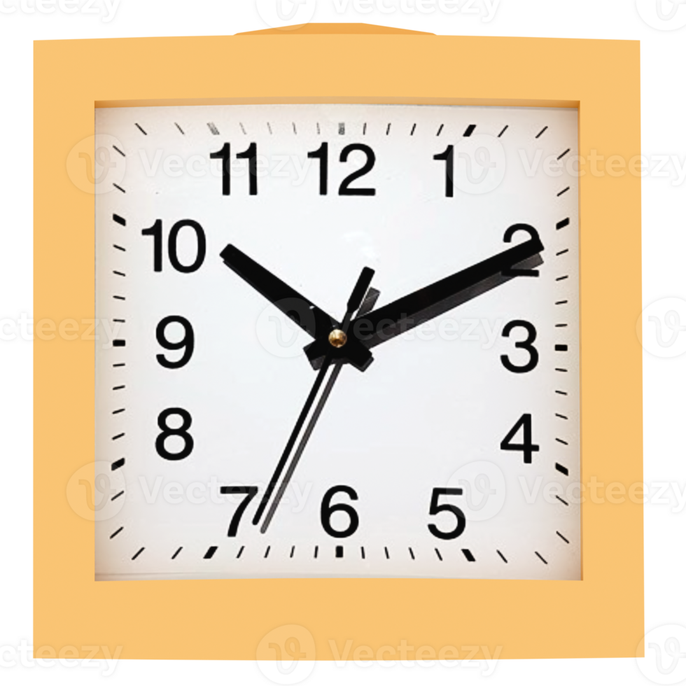Render square desk alarm clock with transparent background png