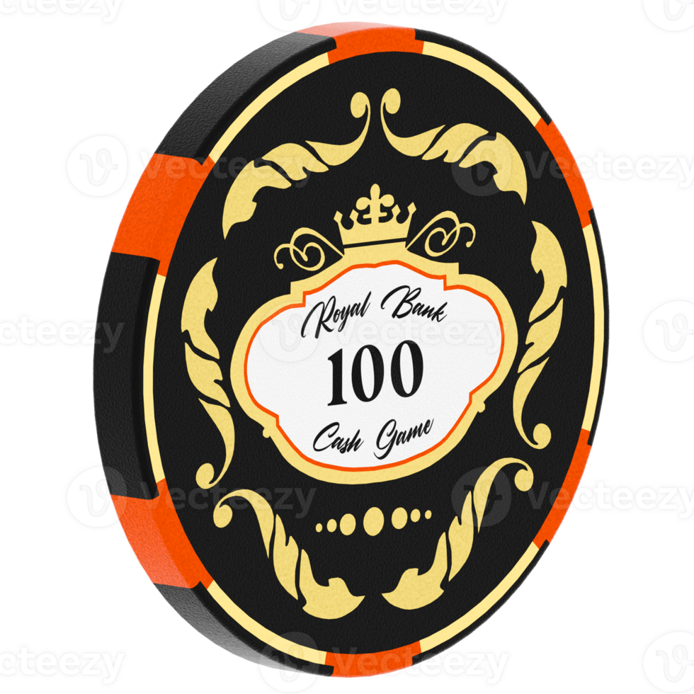 Render poker chip black red with transparent background png