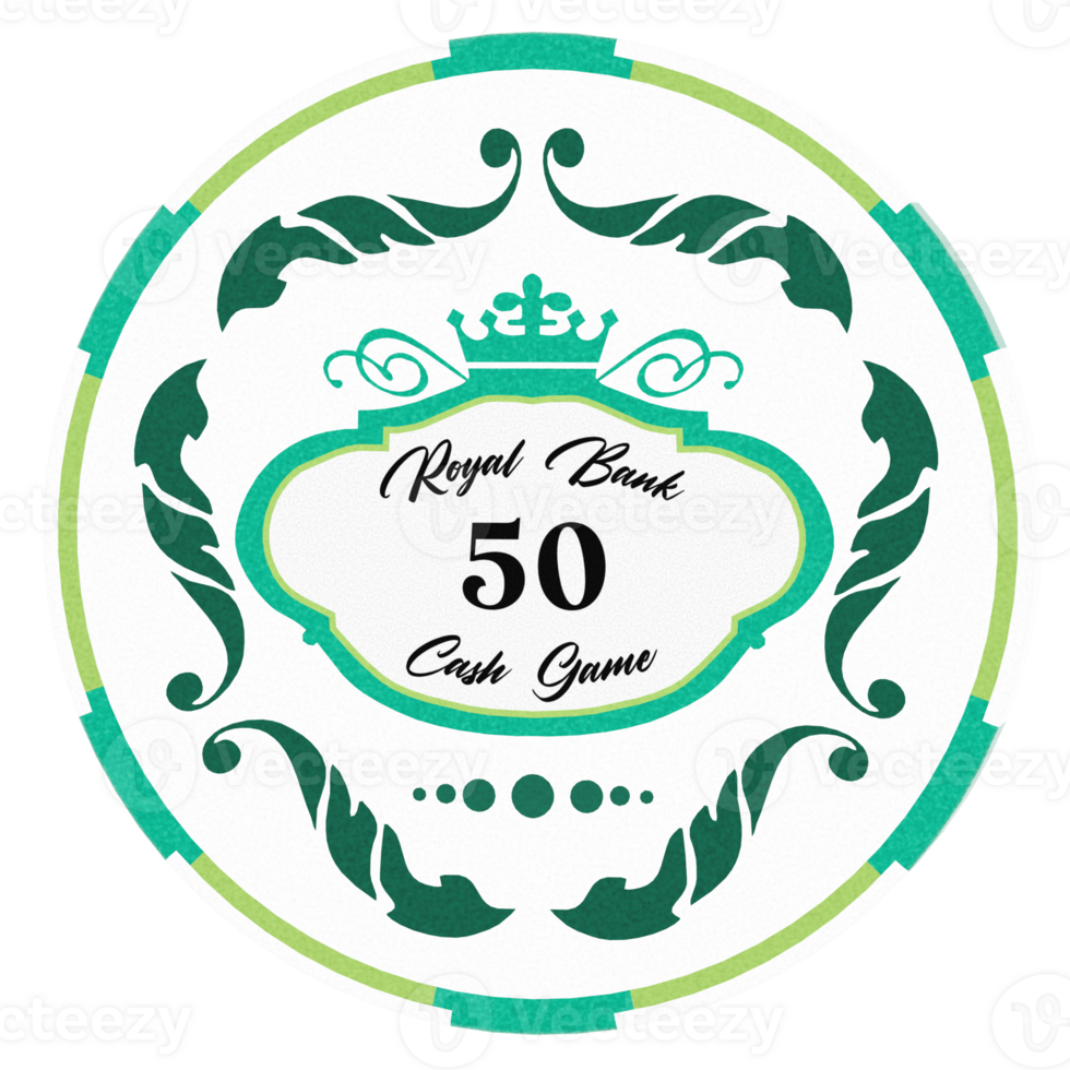 3d render poker chip white green with transparent background png