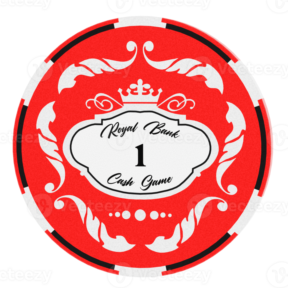 Render poker chip red white with transparent background png