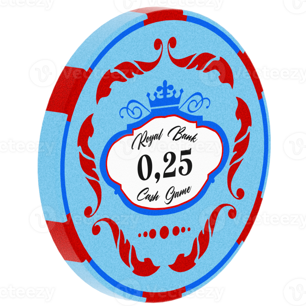 3d render poker chip blue red with transparent background png