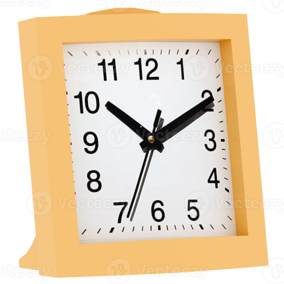 3d render square desk alarm clock with transparent background png