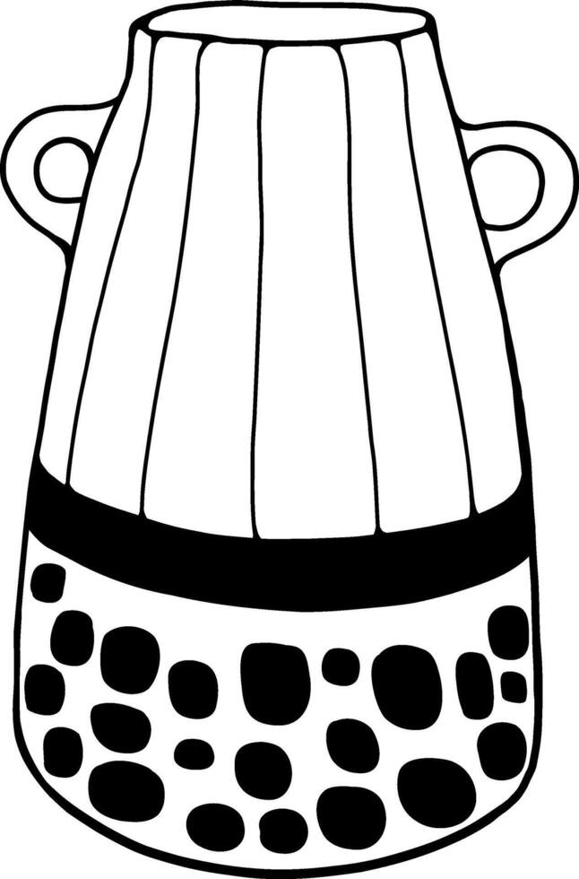 Cute vase with doodle flowers vector