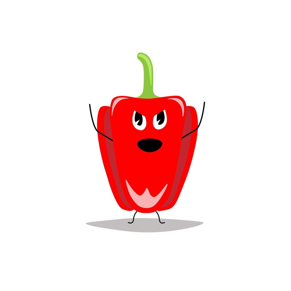 red bell pepper with an excited expression on his face vector
