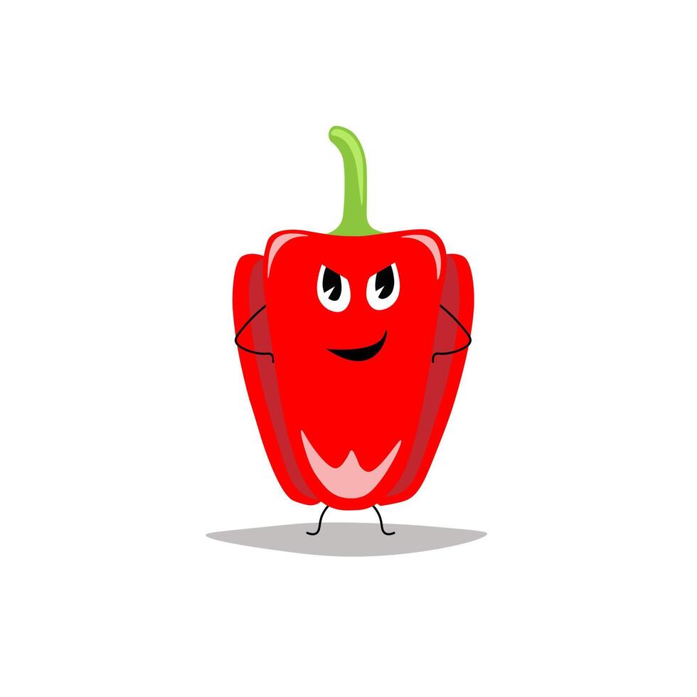 red bell pepper with a smiling expression vector